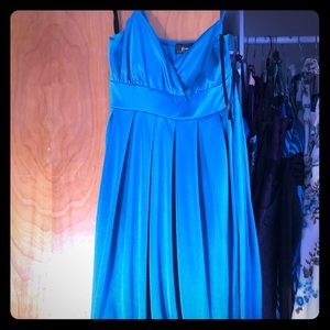 Blue spaghetti strap simple dress
